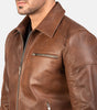 Brown Leather Men Biker Jacket