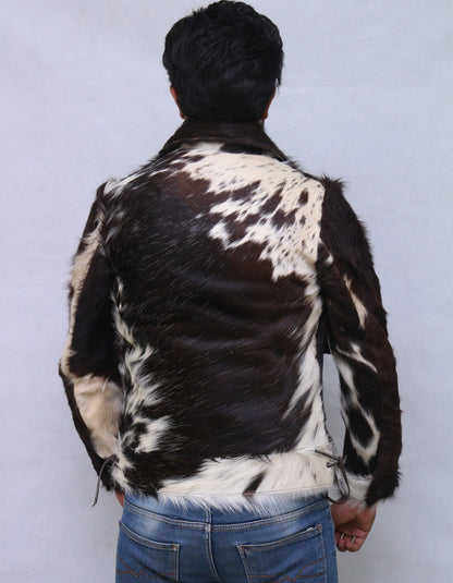 Cow Skin Fur Jacket Black White