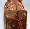 Cowhide Duffle Overnight Bag Brown White