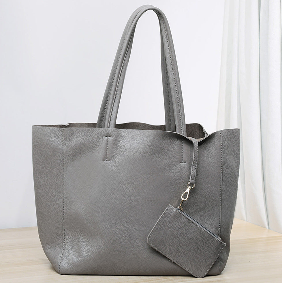 Top grain tumbled cowhide leather tote