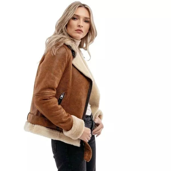 ladies leather bomber jacket