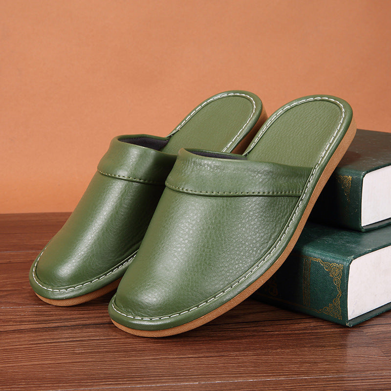 Closed Toe Slippers for Women in Genuine Cowhide Leather