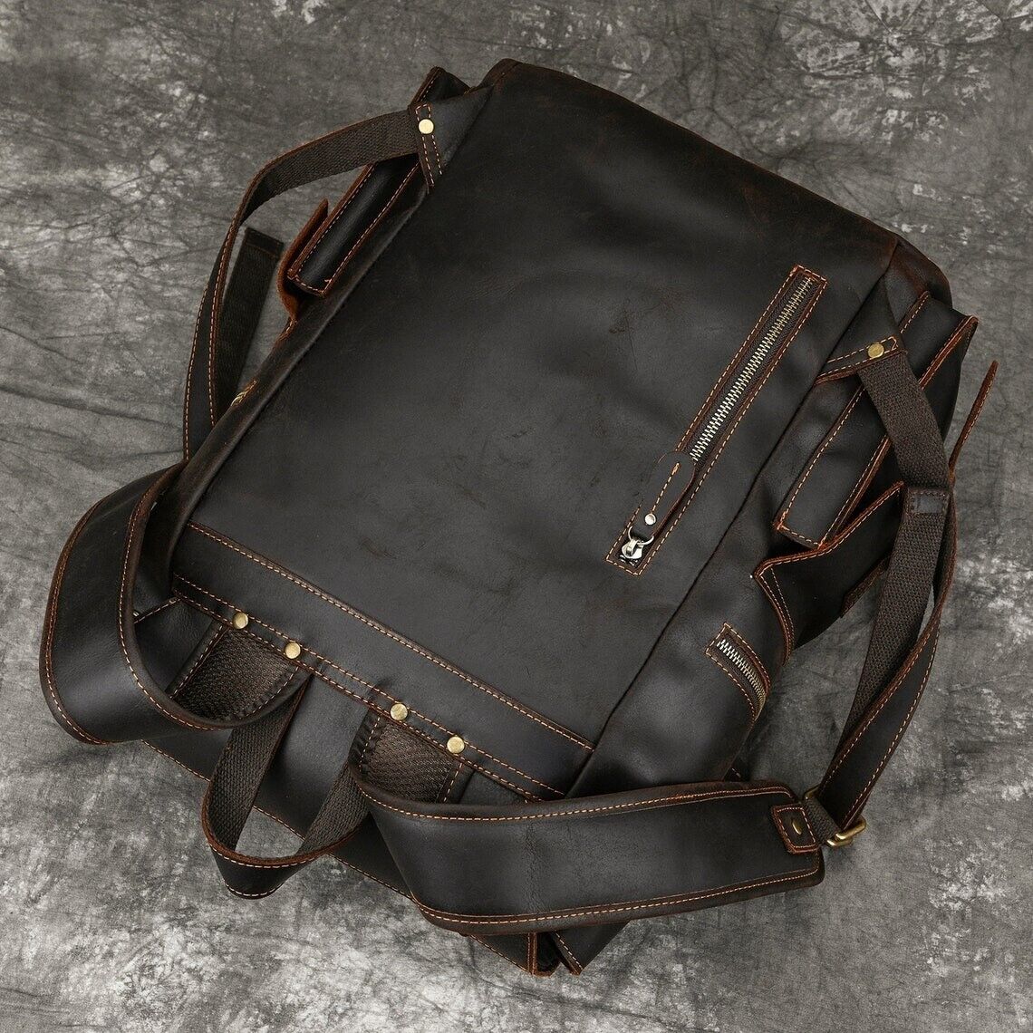 Black Leather With Lace Backpack Bag