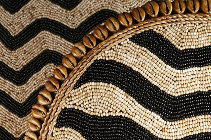 Black Waved Beaded Shield Living Room Home Decor