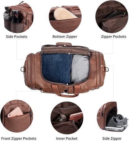 Exotic Brown Genuine Leather Duffle Bag