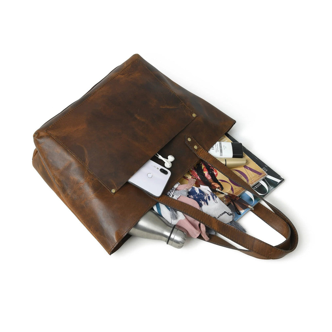 Genuine Leather Market Tote Bag