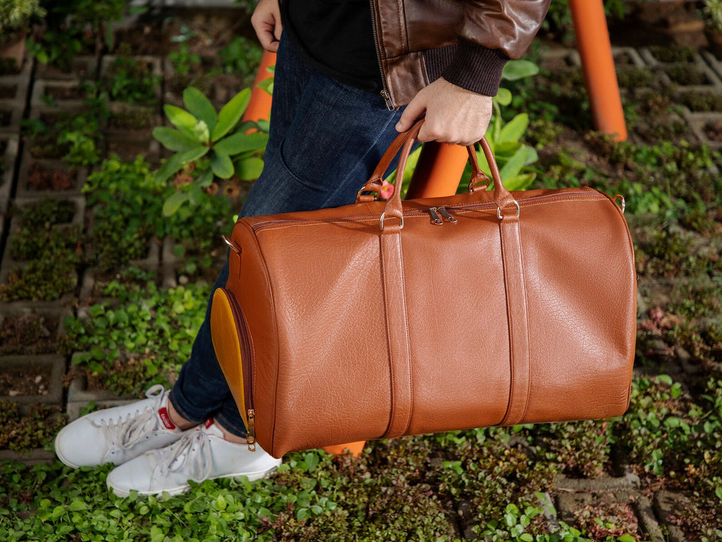 Brown Genuine Leather Duffle Bag