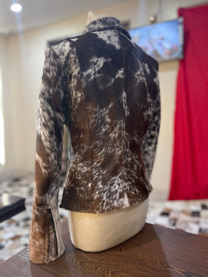 Brown White Cowhide Jacket