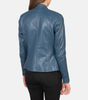 Women’s Blue Leather Biker Jacket