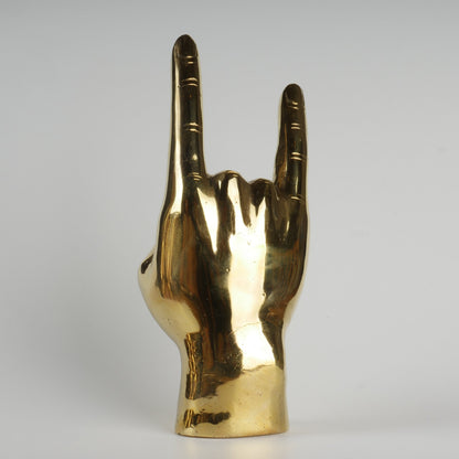 Brass Hand Sculpture with Texas Longhorns