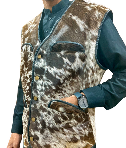 Speckled Brown White Cowhide Vest