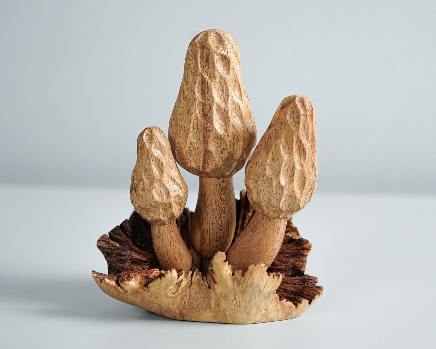 Handcrafted Wooden Mushrooms Sculpture