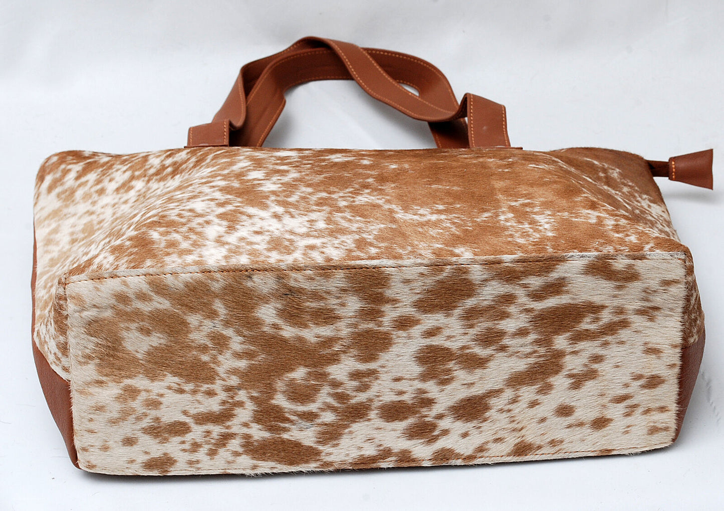 Brown White Cowhide Shoulder Bag