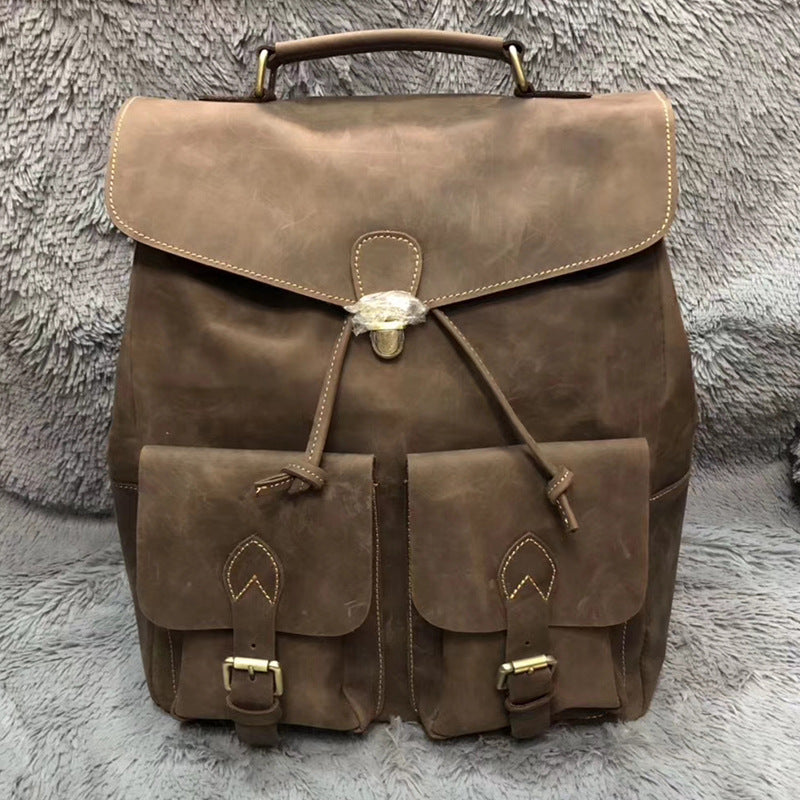 Crazy horse leather laptop backpack