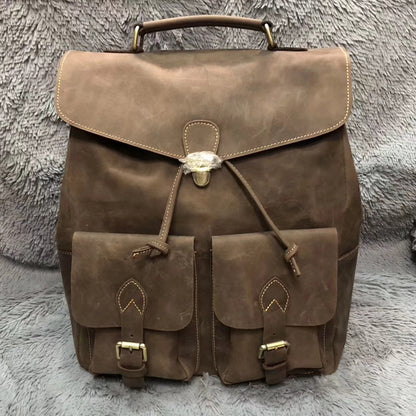 Crazy horse leather laptop backpack