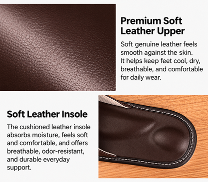 Leather Slippers for Women with Open Toe