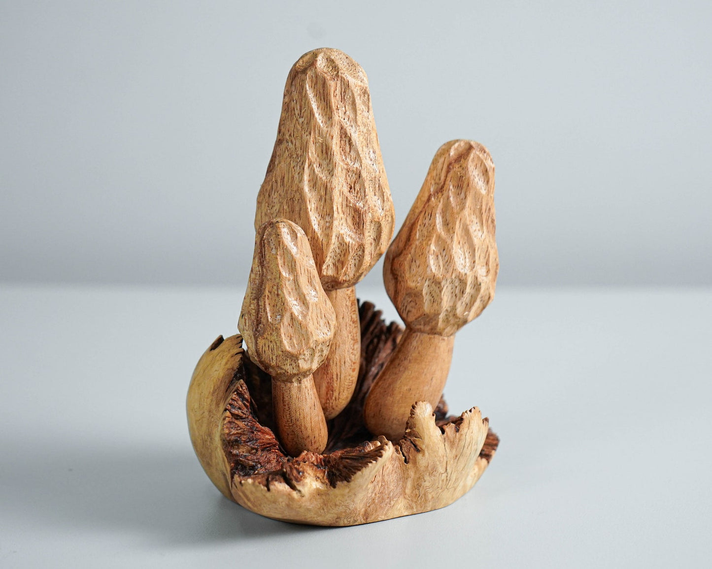 Handcrafted Wooden Mushrooms Sculpture