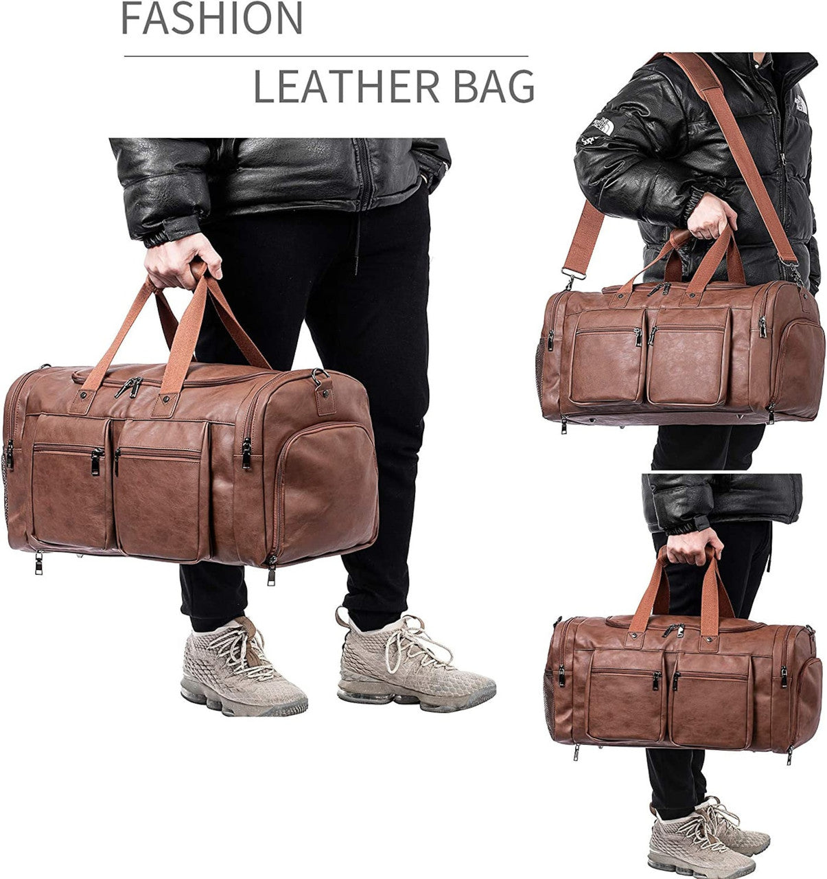 Exotic Brown Genuine Leather Duffle Bag