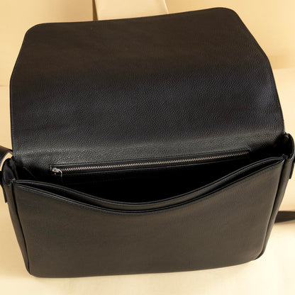 Black Leather Laptop Messenger Bag