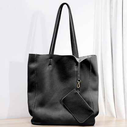 Top grain tumbled cowhide leather tote