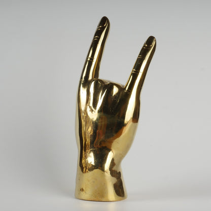 Brass Hand Sculpture with Texas Longhorns