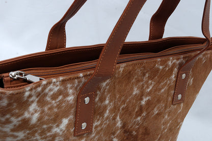 Brown White Cowhide Shoulder Bag