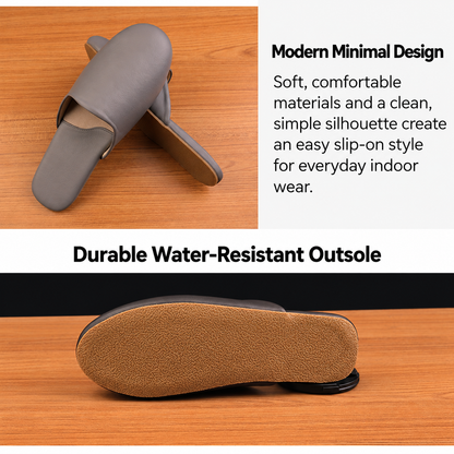 Mule Slippers for Women with Closed Toe Leather Upper