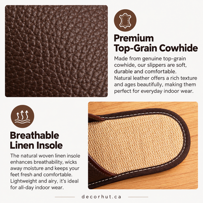 Closed Toe Slippers for Women in Genuine Cowhide Leather