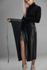 Real Leather Long Wrap Skirt