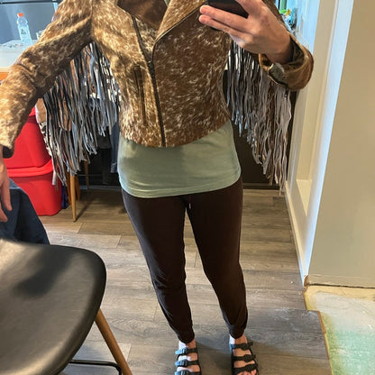 Cowhide Fur Jacket With Fringes