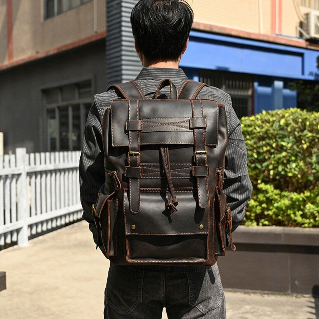 Black Leather With Lace Backpack Bag