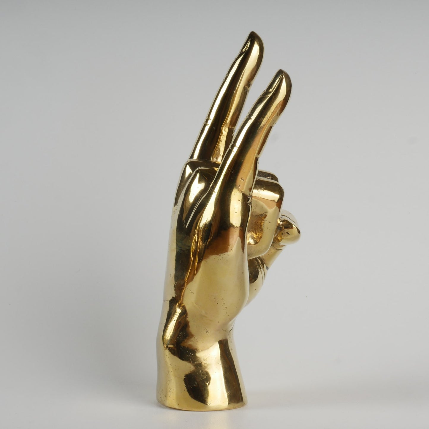 Brass Hand Sculpture with Texas Longhorns