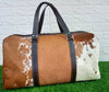 Real Cowhide Duffel Bag Brown White