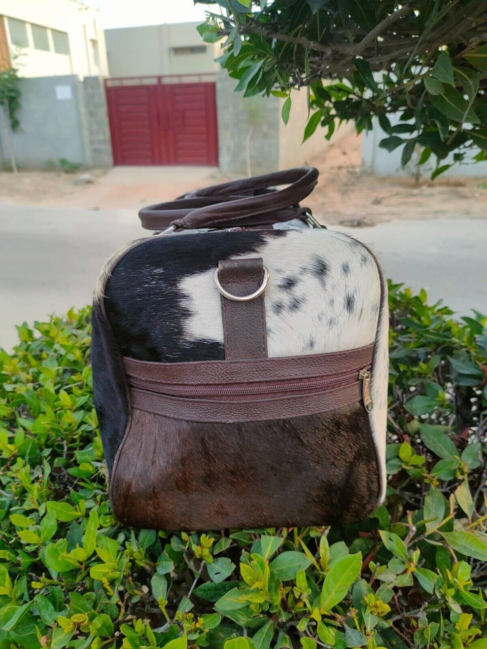 Tricolor Cowhide Duffle Bag