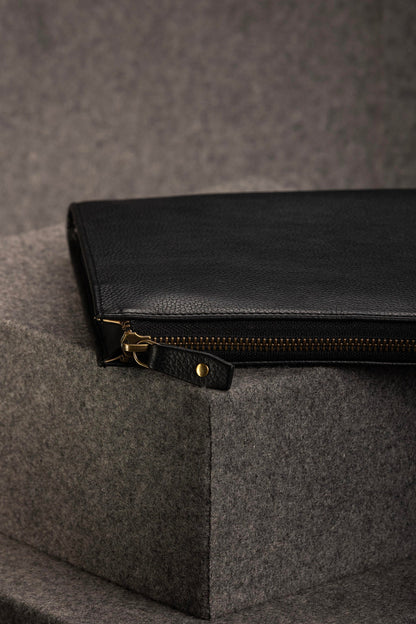 Black Leather Case with Zippers
