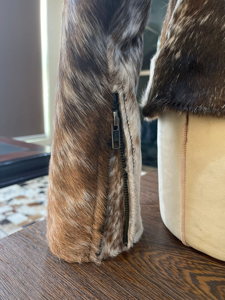 Brown White Cowhide Jacket