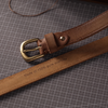 Women’s Brown Leather Belt in Top-Grain Cowhide with Pin Buckle