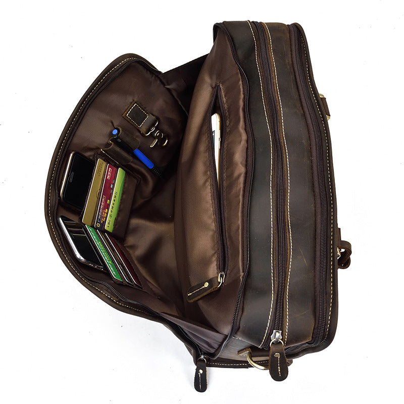 Men’s vintage crazy horse leather business briefcase