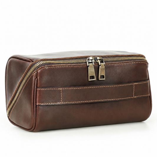 Full Grain Leather Dopp Kit for Men with Compartments