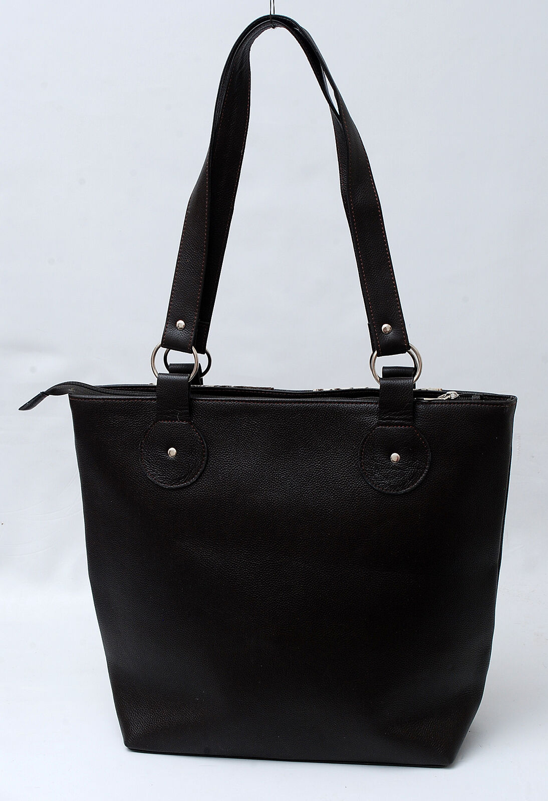 Black White Large Cowhide Tote Purse