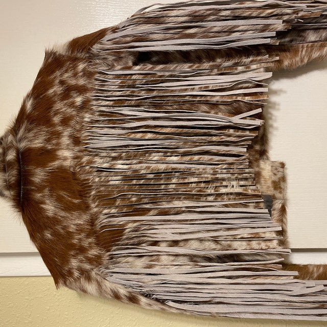 Cowhide Fur Jacket With Fringes