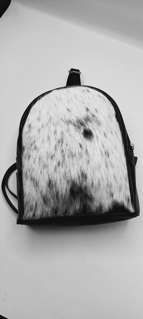 Black White Mini Cowhide Backpack