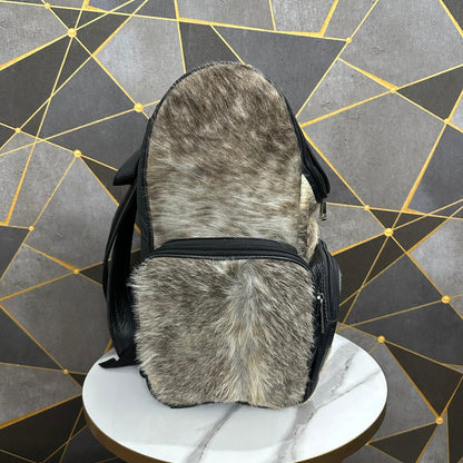 Grey Black Cowhide Backpack