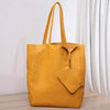 Top grain tumbled cowhide leather tote