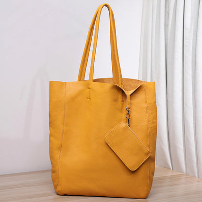 Top grain tumbled cowhide leather tote