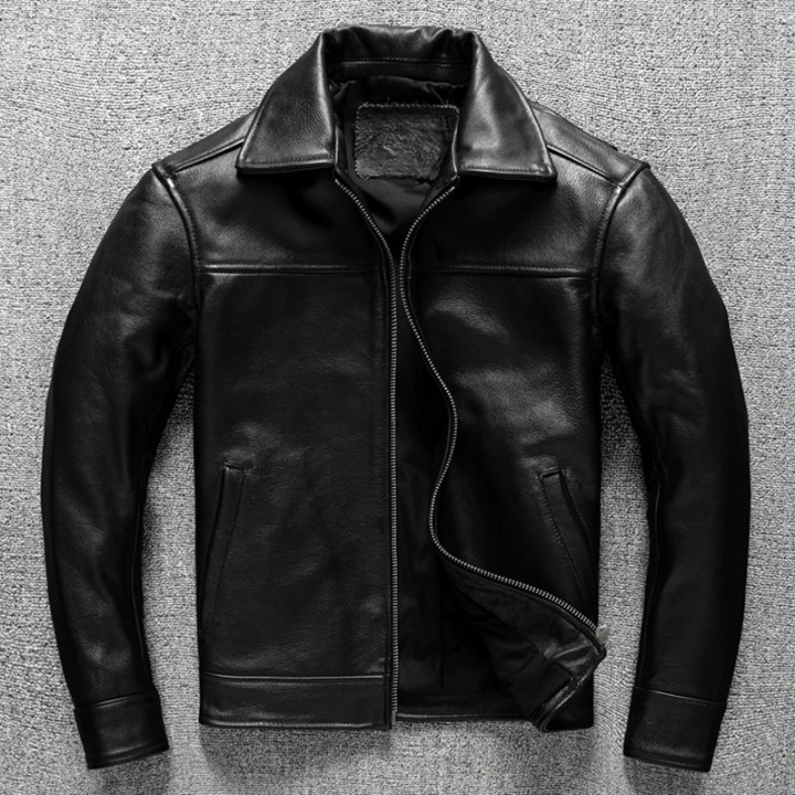 Men’s Genuine Calfskin Black Leather Jacket