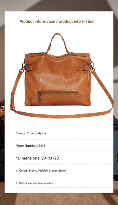 Top grain leather women crossbody shoulder bag