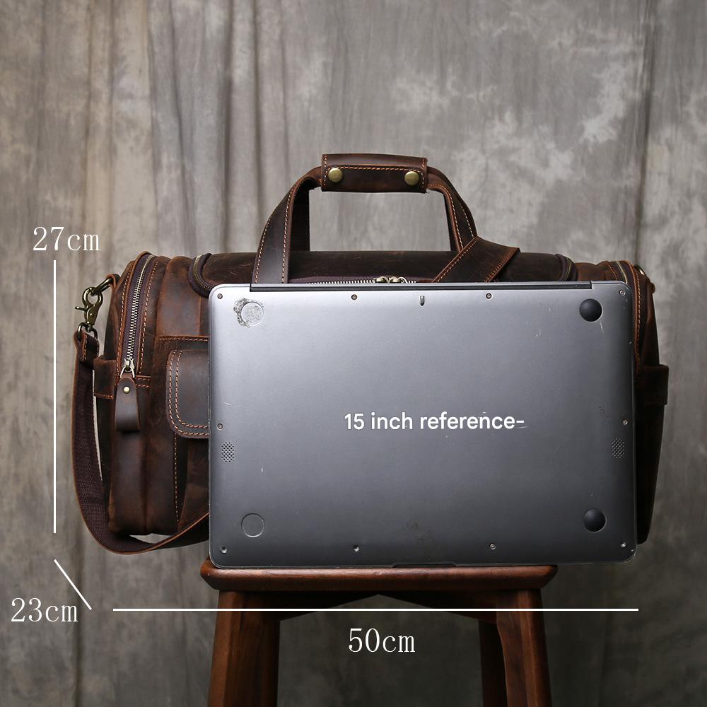 Mens crazy horse leather travel duffle bag