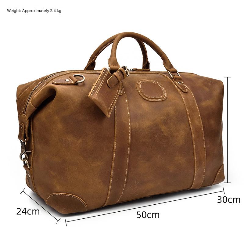 Men leather travel duffle weekender luggage bag
