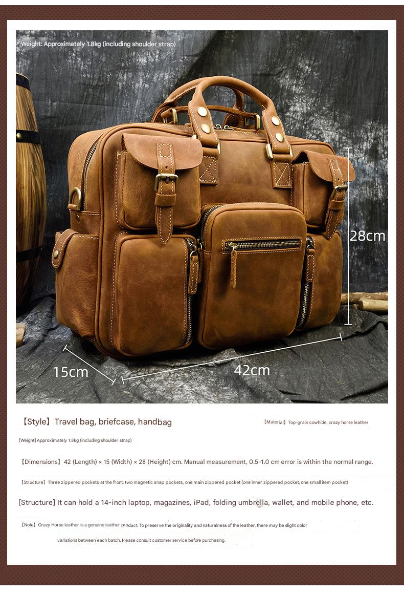 Retro leather men’s travel shoulder duffle bag